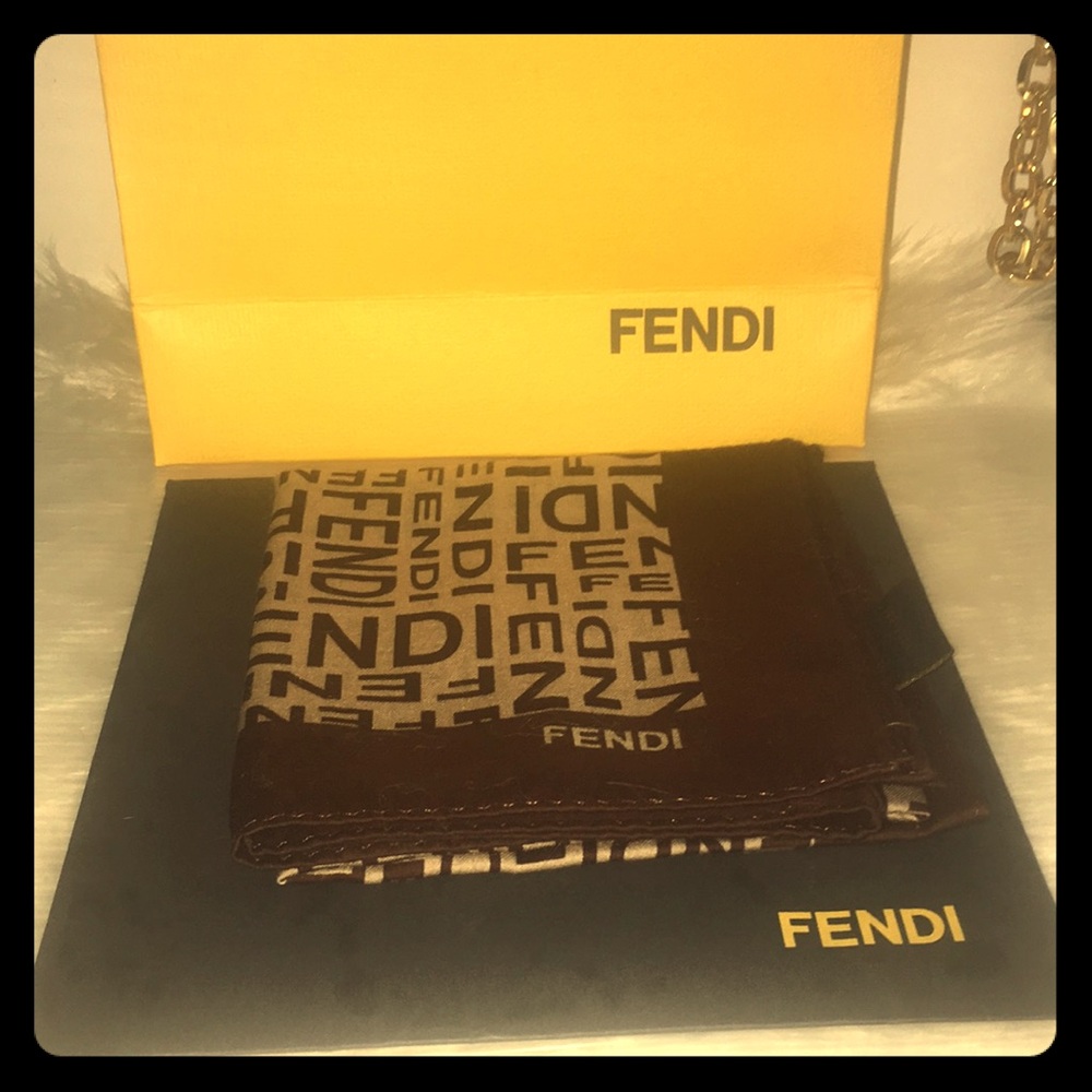 NWOT BROWN FENDI COTTON NECKERCHIEF SCARF